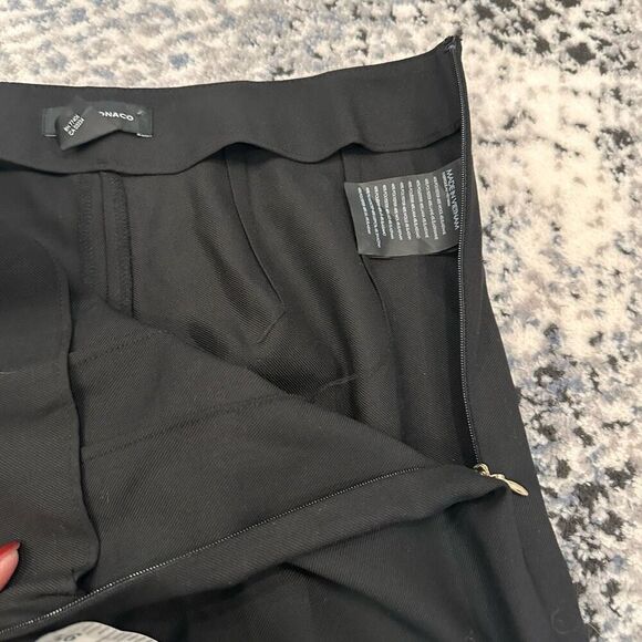 Club Monaco Linzee Wool Blend Black Mid Rise Trouser pants Size 2 Button Hem - Picture 5 of 11